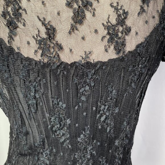 NWOT Komarov Stretch Lace Overlay Top with Camisole Black Cap Sleeves Size L - Picture 5 of 16